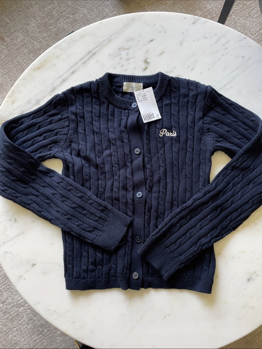 H&M Navy Cable-Knit 'Paris' Cardigan
